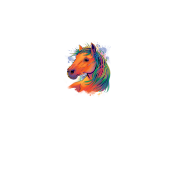 Colorful Horse model alb pe tricou