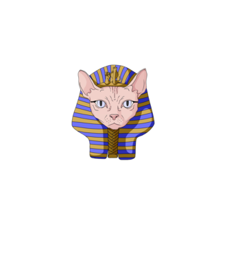 sphynx cat pharaoh model albastru închis pe tricou