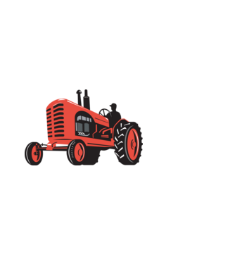 TRACTOR model alb pe tricou