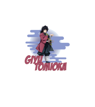 Demon Slayer Giyu model alb pe tricou