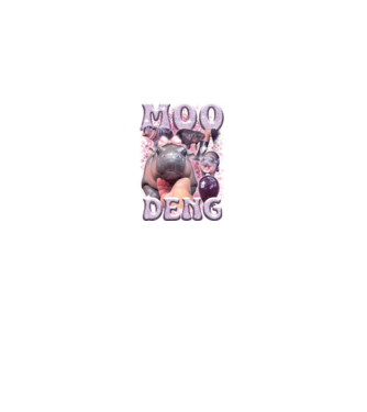 MOO DENG baby hippo model negru pe tricou