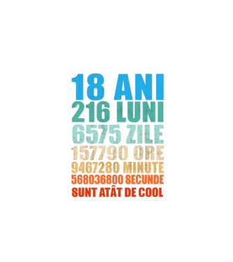 De 18 ani - luni - zile - ore - minute - secunde - sunt atât de cool model negru pe tricou