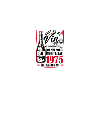 Un Vin Bun 1975 - Alb model alb/roșu pe tricou