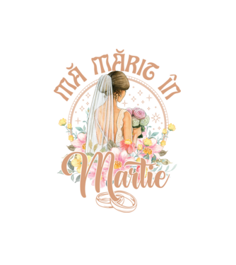 mă mărit - în martie model alb pe tricou