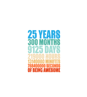 25 years of being awesome model negru pe tricou