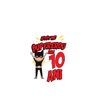 Acest mic supererou are 10 ani model negru pe tricou