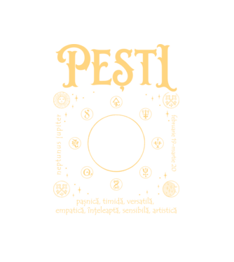 Zodiac femeie PEȘTI golden model alb pe tricou