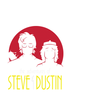 steve and dustin model alb pe tricou