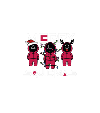 Merry squidmas model alb pe tricou