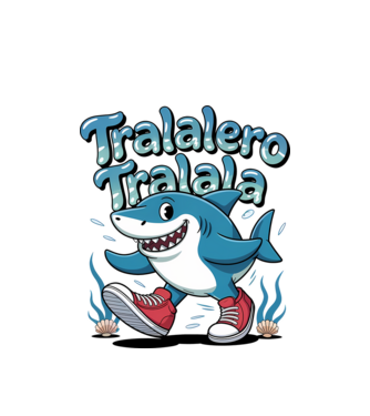 Tralalero Tralala drăguț model alb pe tricou