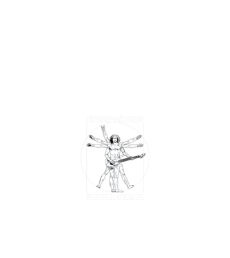 Vitruvius Guitar model negru pe tricou