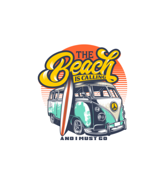 The Beach is Calling model alb pe tricou