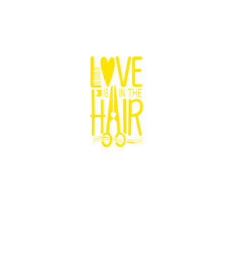 Love is in the hair model negru pe tricou