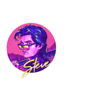 steve neon stranger things model alb pe tricou