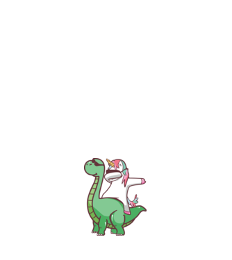 Dinozaur dabunicorn model alb pe tricou