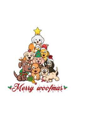 Merry woofmas model negru pe tricou