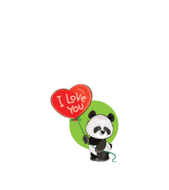 dragoste panda model alb pe tricou