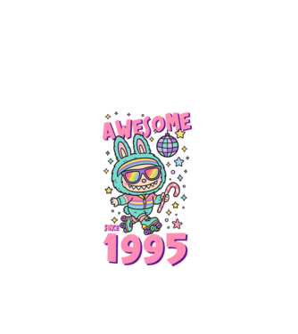 Awesome since 1995 - Labubu model negru pe tricou