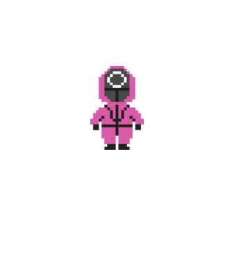 squid game pixel model albastru jeanși pe tricou