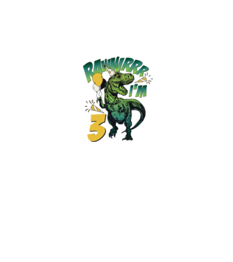 'Birthday Dinosaur rawww i''m 3' model alb pe tricou