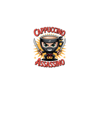 Cappuccino Assasino model negru pe tricou
