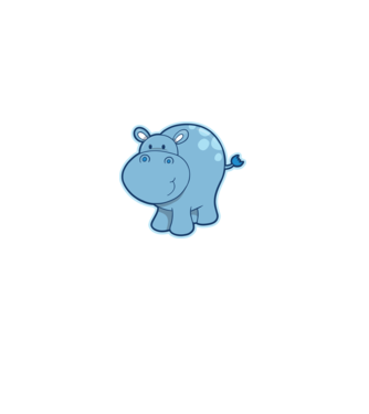 Cartoon hippo model negru pe tricou