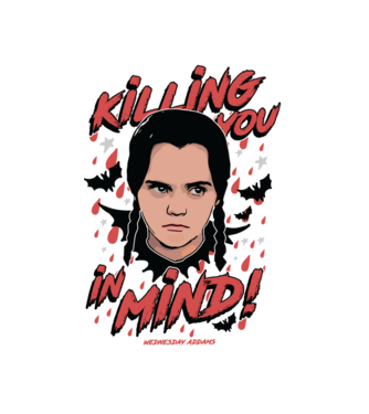 WEDNESDAY Killing You in my mind model alb pe tricou