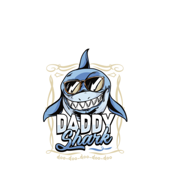 Daddy Shark model alb pe tricou