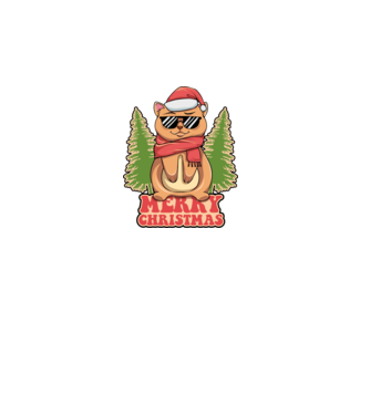 Merry christmas cat model negru pe tricou