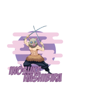 Demon Slayer Inosuke model negru pe tricou