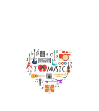 music heart model alb pe tricou