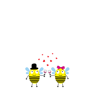 Bee Love model alb pe tricou