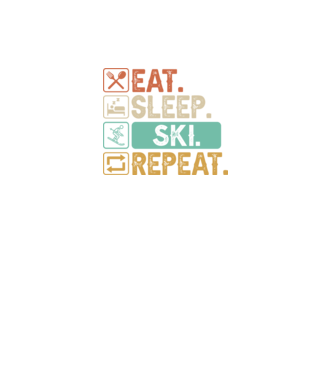 Eat Sleep SKI Repeat model negru pe tricou