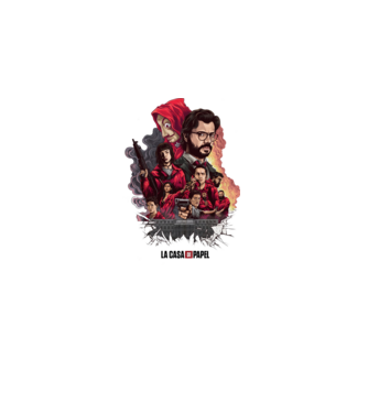 la casa de papel poster theme model alb pe tricou