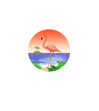 Flamingo model alb pe tricou