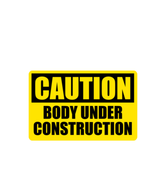 Caution Body Under Construction model negru pe tricou
