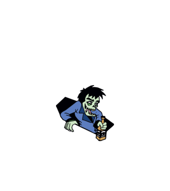 Drunk Zombie model alb pe tricou