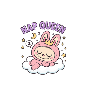 Nap Queen model alb pe tricou