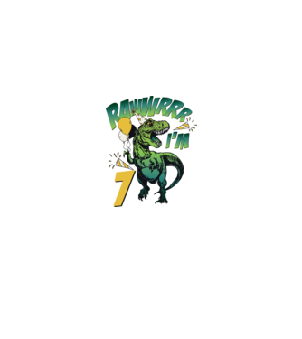 'Birthday Dinosaur rawww i''m 7' model alb pe tricou