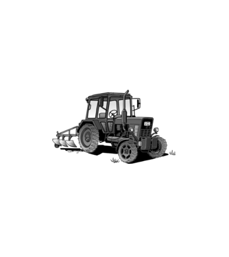 TRACTOR model alb pe tricou