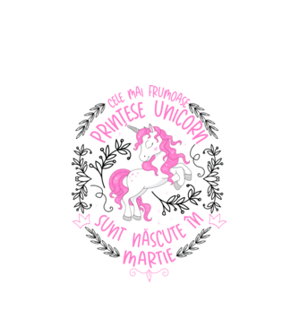 Cele mai frumoase prințese unicorn sunt născute în Martie model alb pe tricou