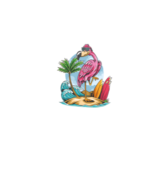 Surfer flamingo model negru pe tricou