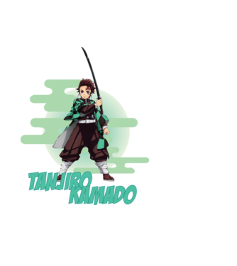 Demon Slayer Tanjiro model negru pe tricou