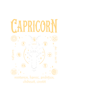 Zodiac bărbat CAPRICORN golden model negru pe tricou