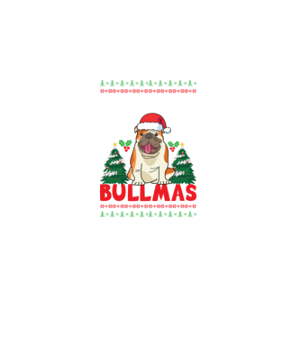 Merry bullmas ugly sweater model negru pe tricou