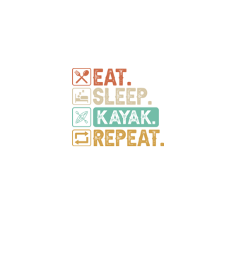 Eat Sleep Kayak model negru pe tricou