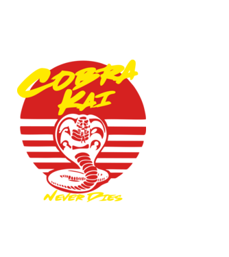 cobra kai sunset logo model alb pe tricou