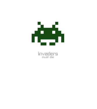 Invaders Must Die model alb pe tricou