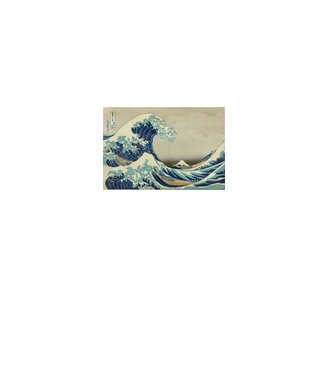 Great Wave of Kanagawa mască model alb pe tricou