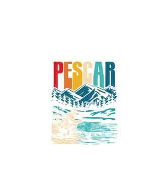 Pescar retro model negru pe tricou